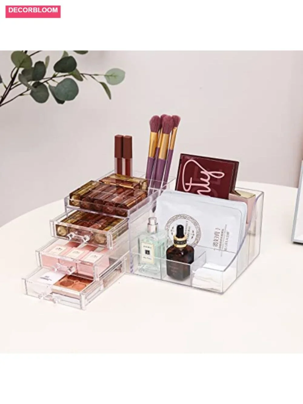 Clear Acrylic 3-Drawer Stackable Makeup Organizer Vanity Storage